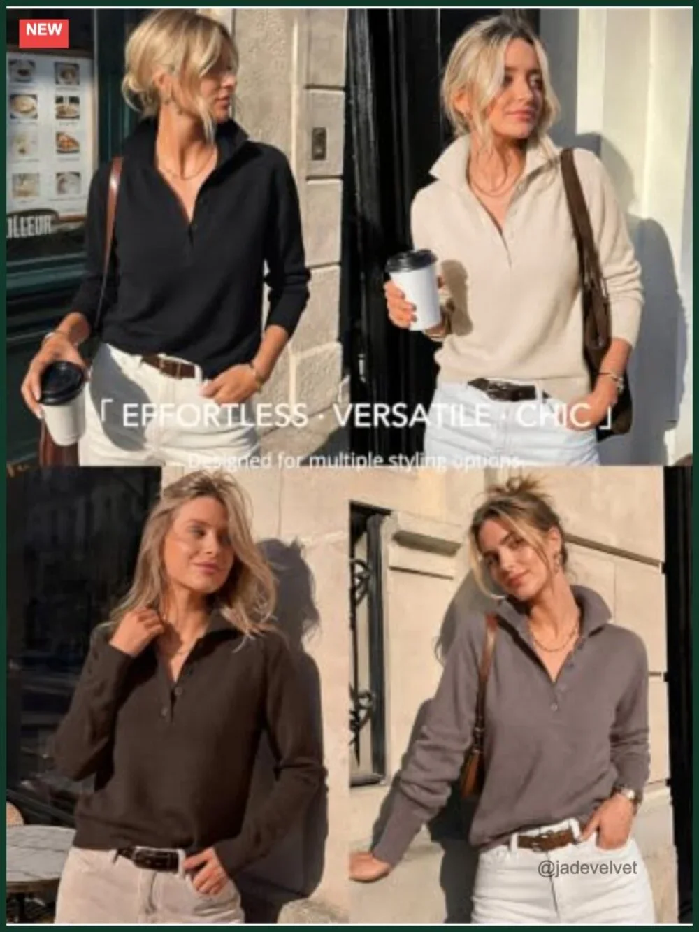 Women's Knit Button Polo Pullover Sweater Long Sleeve Casual Lightweight